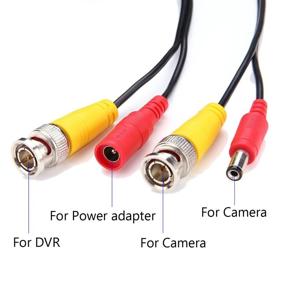 img 3 attached to Convenient 4-Pack 125ft Black Pre-Made BNC Male to Male Video and Power Cable Set with RCA Connector for CCTV Camera DVR Security System