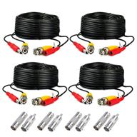 convenient 4-pack 125ft black pre-made bnc male to male video and power cable set with rca connector for cctv camera dvr security system logo