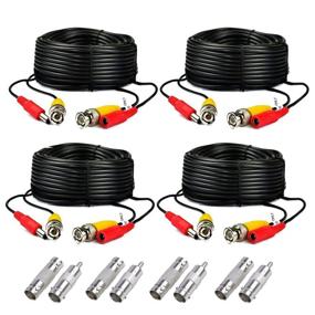 img 4 attached to Convenient 4-Pack 125ft Black Pre-Made BNC Male to Male Video and Power Cable Set with RCA Connector for CCTV Camera DVR Security System