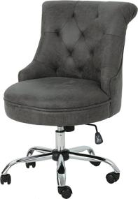 img 4 attached to Modern Slate + Chrome Desk Chair by Christopher Knight Home