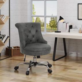 img 3 attached to Modern Slate + Chrome Desk Chair by Christopher Knight Home