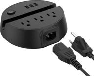 💡 удлинитель ntonpower для комода со встроенным usb-портом - 3 розетки и 3 usb-порта на столе для зарядки, 1,5-метровый удлинитель, переключатель, держатель для телефона/планшета - идеально подходит для дома, круизного судна, гостиницы, офиса (черный). логотип