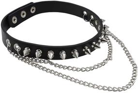 img 4 attached to 🖤 MacoKing Goth Leather Collar Choker: Studded Spike Rivet Black Necklace & Punk Bracelet Set