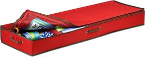 img 2 attached to 🎁 Honey-Can-Do SFT-01598 Wrapping Paper and Bow Storage Organizer, Large, Holiday Red