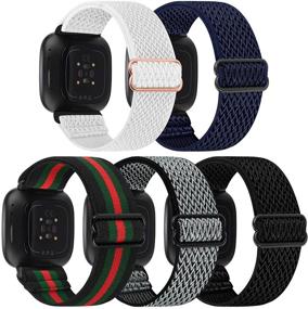 img 4 attached to GrTrees 5-Packs Elastic Bands Compatible With Fitbit Versa 3 / Fitbit Sense Cell Phones & Accessories