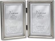 🖼️ vintage pewter hinged double 3.5x5 picture frame with intricate beaded edge design by lawrence frames логотип