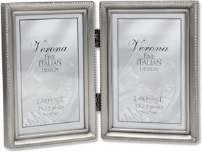 img 2 attached to 🖼️ Vintage Pewter Hinged Double 3.5x5 Picture Frame with Intricate Beaded Edge Design by Lawrence Frames