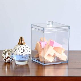 img 1 attached to 🔳 Youngever Clear Plastic Apothecary Jar – Square Shape (30 Ounce): Organization and Elegance Combined