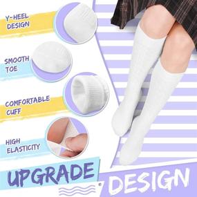 img 2 attached to Boys & Girls Cotton Knee High School Uniform Socks Kids Child Soccer Tube Socks Cute Cable Knit Sport Stocking - Pack of 3 Pairs