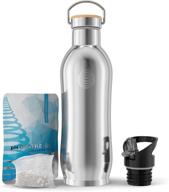 water bottle with alkaline water filter and sports gym lid - double walled metal - 2019 (950) logo