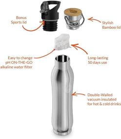 img 1 attached to Water Bottle with Alkaline Water Filter and Sports Gym Lid - Double Walled Metal - 2019 (950)