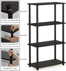 img 1 attached to 📚 Furinno (99557EX/BK) Turn-N-Tube 4-Tier Shelf Display Rack - Espresso/Black, Ideal for Multi-Purpose Use