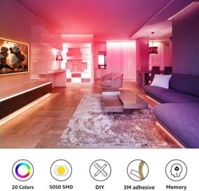 img 2 attached to 🌈 LE LED Strip Lights 16.4ft RGB 5050 - Color Changing Tape Light for Room, Bedroom, TV, Kitchen, Desk - Remote Controlled LED Strip with Power Supply