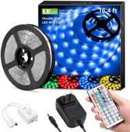 🌈 le led strip lights 16.4ft rgb 5050 - color changing tape light for room, bedroom, tv, kitchen, desk - remote controlled led strip with power supply logo