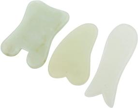 img 4 attached to 🌿 Beautyours Gua Sha Massage Tool - Natural Quartz Jade Stone Guasha Scraping Board for SPA Acupuncture Therapy, Trigger Point Treatment on Face, Eye, Neck, Arm - Pack of 3, Green