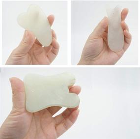 img 2 attached to 🌿 Beautyours Gua Sha Massage Tool - Natural Quartz Jade Stone Guasha Scraping Board for SPA Acupuncture Therapy, Trigger Point Treatment on Face, Eye, Neck, Arm - Pack of 3, Green