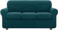 🛋️ stretch soft teal couch covers for 3 seat cushion couch sofa - northern brothers 4 piece washable pet sofa slipcovers for living room furniture logo
