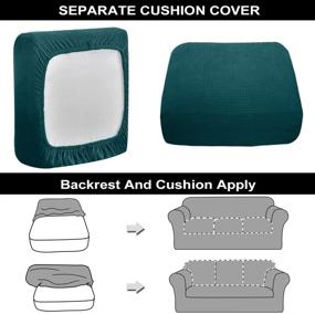 img 1 attached to 🛋️ Stretch Soft Teal Couch Covers for 3 Seat Cushion Couch Sofa - Northern Brothers 4 Piece Washable Pet Sofa Slipcovers for Living Room Furniture