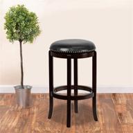 29-inch high backless cappuccino wood barstool 🪑 with black leathersoft swivel seat by flash furniture логотип