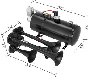 img 3 attached to VEVOR 150DB Train Horns Kit - 4 Trumpet Air Horns with 120 PSI 12V Air Compressor and Tank, Super Loud for Trucks, Cars, Jeeps, SUVs (Black)