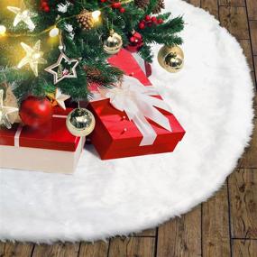 img 4 attached to 🎄 Создайте стильную праздничную атмосферу с помощью юбок для елок QUKOPSE - Роскошный белый мех искусственной лисы для потрясающего украшения дома на Рождество и праздничных вечеринок (диаметр 48 дюймов)