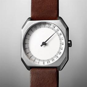 img 1 attached to Swiss Made Slow Jo 17 - 24 Hour Watch in Silver with Dark Brown Leather Band