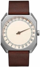 img 4 attached to Swiss Made Slow Jo 17 - 24 Hour Watch in Silver with Dark Brown Leather Band
