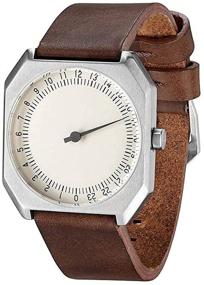 img 3 attached to Swiss Made Slow Jo 17 - 24 Hour Watch in Silver with Dark Brown Leather Band