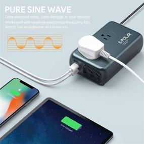 img 3 attached to 🔌 300W Pure Sine Wave Inverter by E-POALR - Car DC 12V to AC 110V Power Inverter with Detachable 60W PD USB-C and Upgradeable XT60 Connector Cable