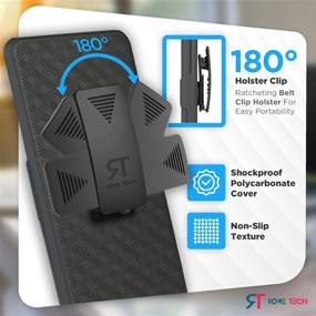 img 2 attached to 📱 Premium Rome Tech Holster Case for Moto G Stylus 2021 - Slim, Heavy Duty Shell Holster Combo with Belt Clip & Kickstand - Black