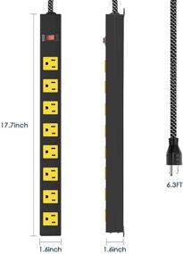 img 3 attached to 🔌 Универсальная высоконагрузочная распределительная розетка: настенное гнездо с выключателем - коммерческое, промышленное, школьное и домашнее использование - 15А 125В 1875Вт - 8 гнезд - 6 футовый кабель питания.