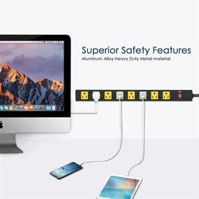 img 1 attached to 🔌 Универсальная высоконагрузочная распределительная розетка: настенное гнездо с выключателем - коммерческое, промышленное, школьное и домашнее использование - 15А 125В 1875Вт - 8 гнезд - 6 футовый кабель питания.
