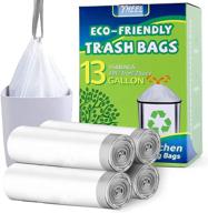 🗑️ biodegradable clear trash bags- 13 gallon tall kitchen drawstring garbage bags | medium strength trash can liners for home bathroom office (white, 100 count) logo