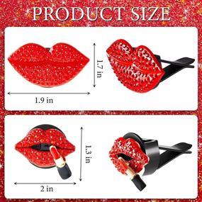 img 3 attached to 💋 Red Lips Car Vent Clip Set - Glam Car Accessories with Crystal Kiss Design - Bling Diamond Decor for Car Air Vents