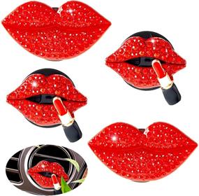 img 4 attached to 💋 Red Lips Car Vent Clip Set - Glam Car Accessories with Crystal Kiss Design - Bling Diamond Decor for Car Air Vents