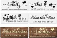 🎨 reusable word stencils set of 4 for family sign, inspirational quotes, word art painting on wood walls, home window, glass decor - templates for motivational word stenciling, made of plastic logo