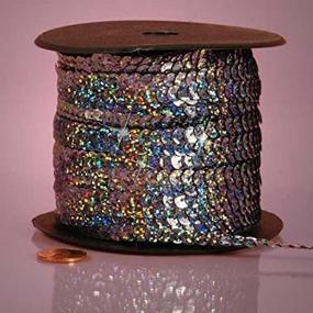 img 3 attached to PEPPERLONELY Pewter Holographic Faceted Sequin Trim - 80 Yards/Roll, 6mm