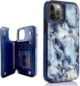 img 4 attached to Obbii Bue Marble Leather Flip Case Wallet Compatible With IPhone 12 Pro/12 6