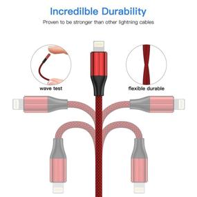 img 3 attached to 🔴 MFi Certified Short iPhone Charger - 3 Pack 1ft Lightning Cable for Fast Data Sync - Compatible with iPhone Xs max/xr/x/8/8 Plus/7/7 Plus/6/6s Plus/5s/5, iPad - Red