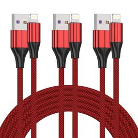 img 4 attached to 🔴 MFi Certified Short iPhone Charger - 3 Pack 1ft Lightning Cable for Fast Data Sync - Compatible with iPhone Xs max/xr/x/8/8 Plus/7/7 Plus/6/6s Plus/5s/5, iPad - Red