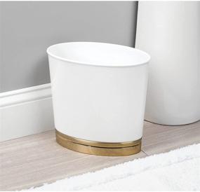 img 2 attached to Compact and Stylish mDesign Oval Trash Can for Bathrooms, Kitchens, Offices, Dorms - White/Soft Brass