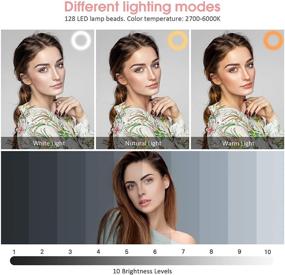 img 2 attached to 📸 HEERTTOGO Сворачиваемая световое кольцо для селфи диаметром 11" с Bluetooth-управлением для iPhone и Android - регулируемое крепление, 3 цвета, 10 уровней яркости.