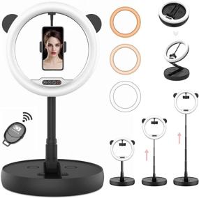img 4 attached to 📸 HEERTTOGO Сворачиваемая световое кольцо для селфи диаметром 11" с Bluetooth-управлением для iPhone и Android - регулируемое крепление, 3 цвета, 10 уровней яркости.