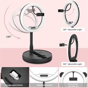 img 1 attached to 📸 HEERTTOGO Сворачиваемая световое кольцо для селфи диаметром 11" с Bluetooth-управлением для iPhone и Android - регулируемое крепление, 3 цвета, 10 уровней яркости.