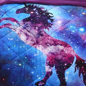 img 2 attached to 🦄 Wowelife Galaxy Unicorn Queen Bedding Set with Comforter, Flat Sheet, Fitted Sheet, and 2 Pillow Cases