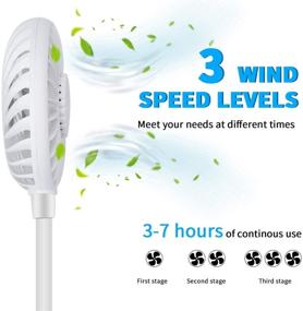 img 2 attached to 🌬️ Portable Hanging Neck Fan: Hands-Free USB Fan with 3 Speeds & 7-Color LED Light – Ideal for Outdoor, Home, Office, Travel & Sports (White)