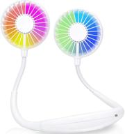 🌬️ portable hanging neck fan: hands-free usb fan with 3 speeds & 7-color led light – ideal for outdoor, home, office, travel & sports (white) logo