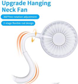 img 3 attached to 🌬️ Portable Hanging Neck Fan: Hands-Free USB Fan with 3 Speeds & 7-Color LED Light – Ideal for Outdoor, Home, Office, Travel & Sports (White)