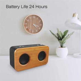 img 1 attached to INSMY Retro Bluetooth Speaker: 20W Portable Wood Home Audio Super Bass Stereo - Bluetooth 5.0 24H Playtime - TF Card/Aux Support - Wireless Bookshelf Speaker for Party (Black&Bamboo)