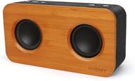 insmy retro bluetooth speaker: 20w portable wood home audio super bass stereo - bluetooth 5.0 24h playtime - tf card/aux support - wireless bookshelf speaker for party (black&bamboo) logo